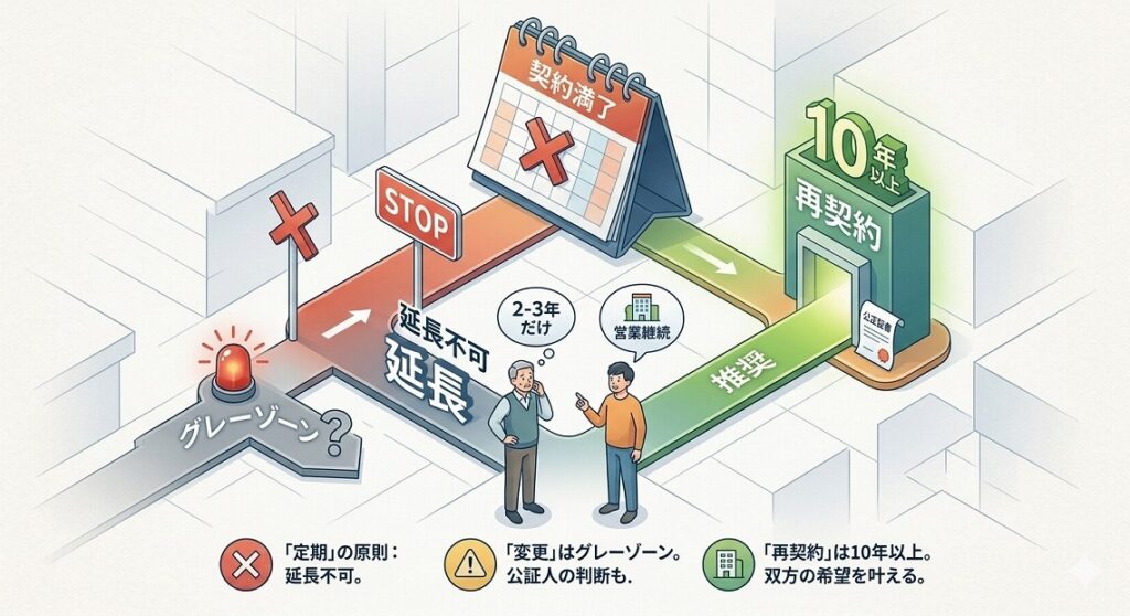 事業用定期借地の契約満了、どうする？「延長」はできるの？