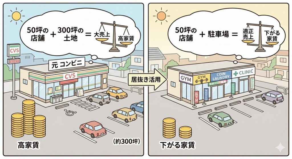 コンビニ跡地、驚きの活用法と「家賃が下がる」納得の理由！