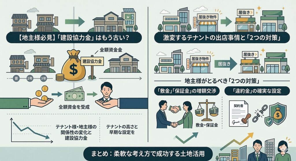 【地主様必見】「建設協力金」はもう古い？ロードサイド店舗の土地活用と最新のテナント対策